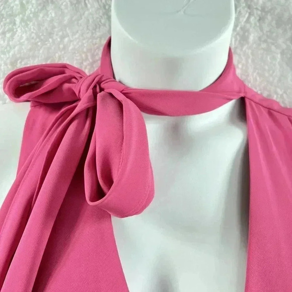 Prabal Gurung Wide Leg Tall Jumpsuit Romper 20W Pink Neck Bow Detail Barbiecore - Picture 5 of 16